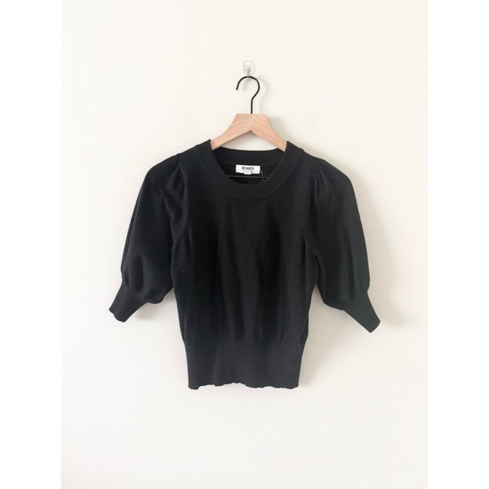 BB Dakota Steve Madden Black Puff Sleeve Sweater Size S Ribbed Knit